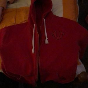 True religion red hoodie